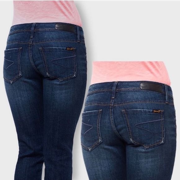 Seven7 Vintage Flare Blue Jeans 9.5 Rise Sz 32 Tall  14 Tall - Picture 2 of 11